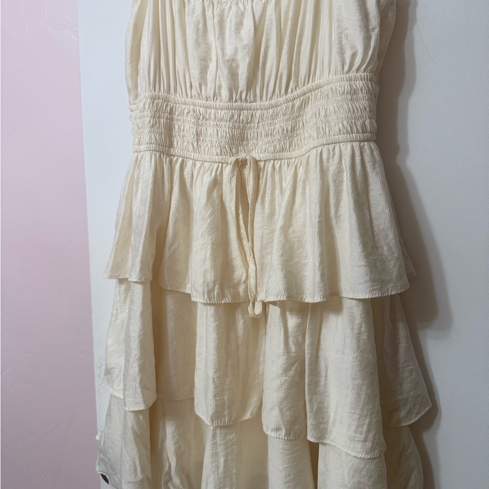 Blu Pepper Yellow Textured Tiered Dress